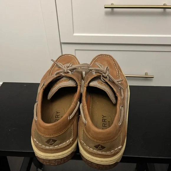 Sperry Tan Boat Shoes with Moccasin Construction and Non-Marking Soles - Picture 3 of 5